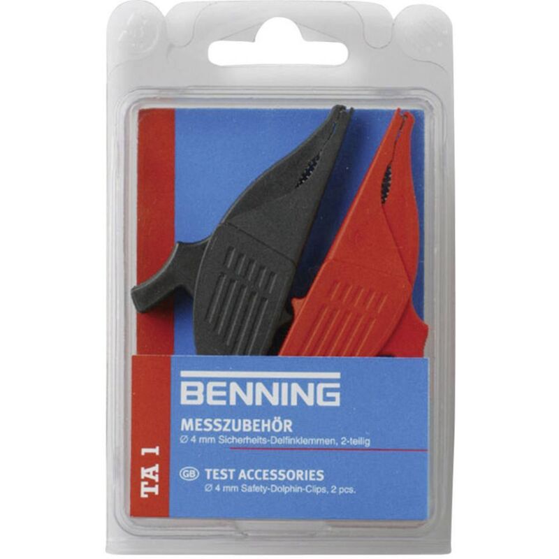 foto del prodotto benning ta 1 kit morsetti a clip coccodrillo isolati connettore 4 mm cat iii 1000 v rosso, nero