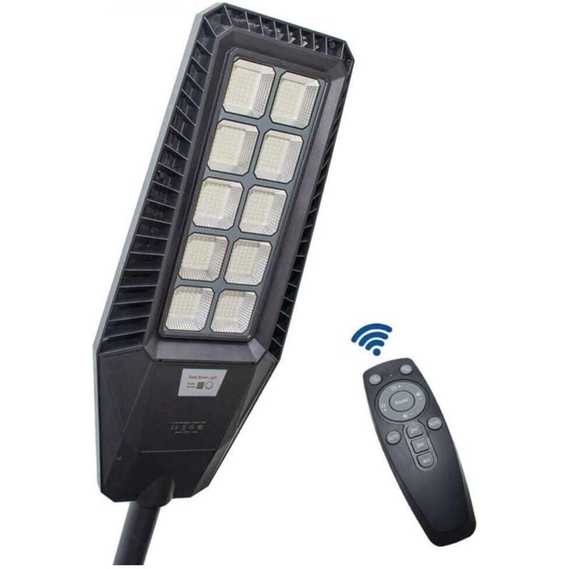 foto del prodotto benovo lampione 500w pannello solare integrato crepuscolare ip65 luce fredda 130lm w