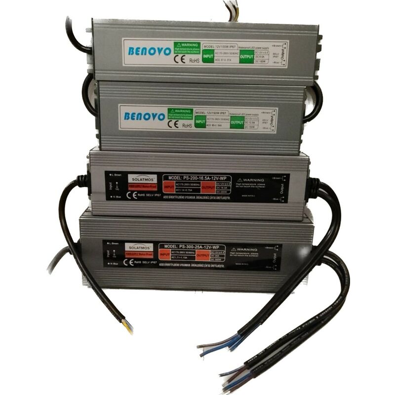foto del prodotto benovo trasformatore alimentatore dc12v 100w 150w 200w 300w driver led da esterno ip67 150