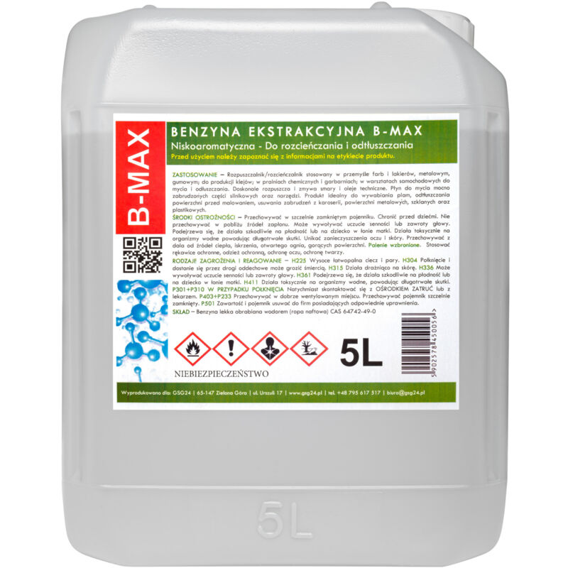 foto del prodotto benzina per estrazione inodore b max 5l