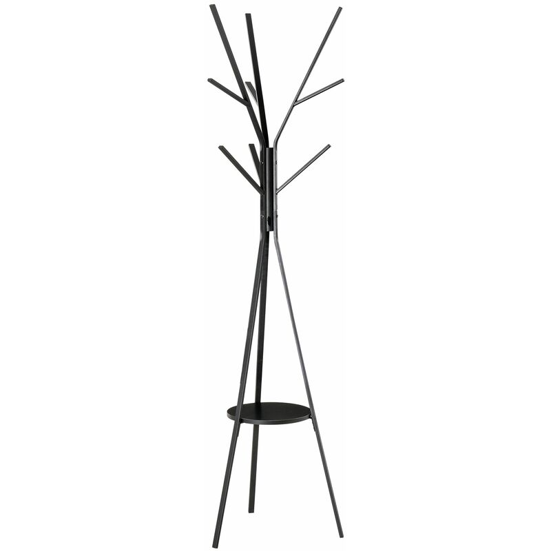 foto del prodotto benzoni appendiabiti da terra attaccapanni in metallo e legno nero 45x45x180 cm