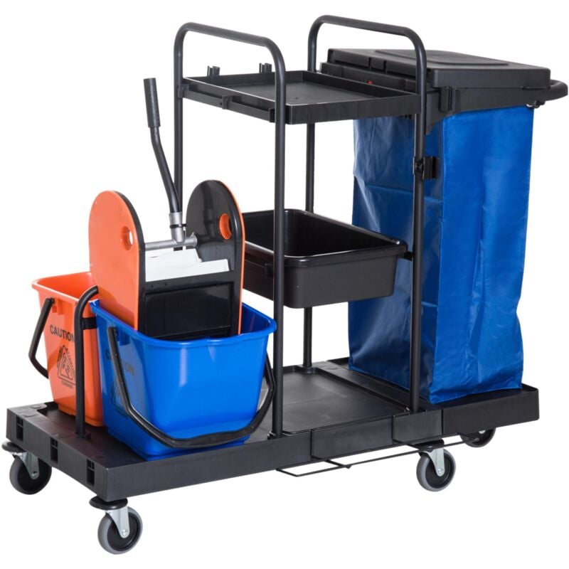 foto del prodotto benzoni carrello pulizie professionale multiuso con 2 secchi capacit 18l e ruote blu