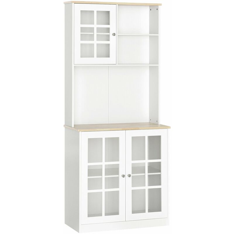 foto del prodotto benzoni credenza moderna con 2 vetrinette 80x37x183 cm in mdf bianco
