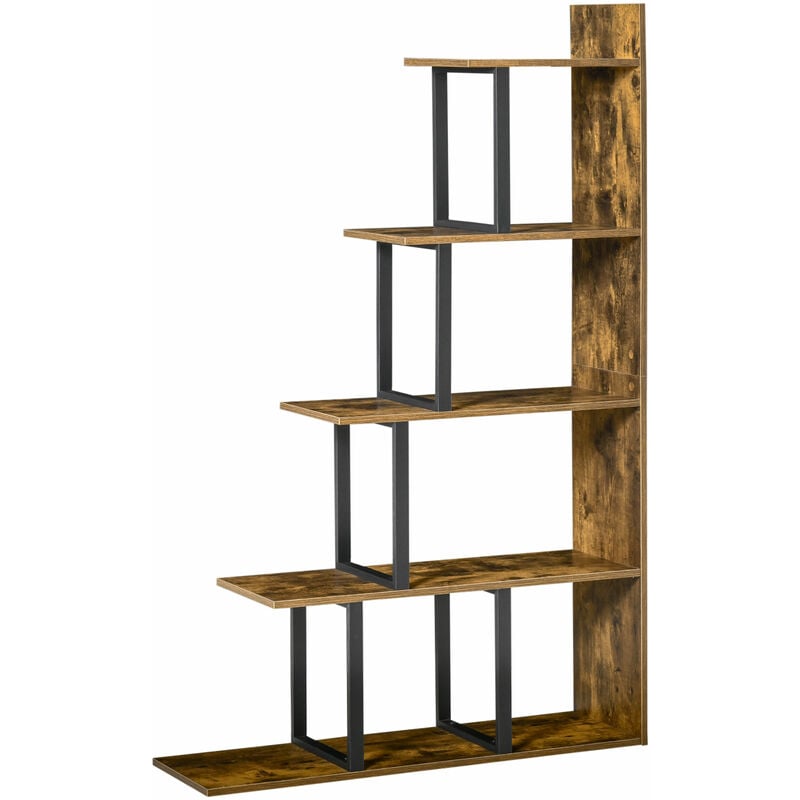 foto del prodotto benzoni libreria 5 ripiani in legno effetto invecchiato 102x30x160 cm marrone scuro