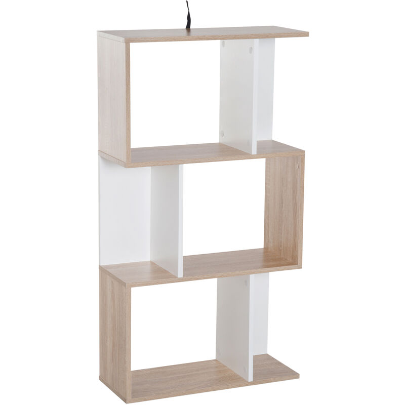foto del prodotto benzoni libreria da parete moderna con 3 ripiani legno naturale e bianco 60x24x111.4 cm