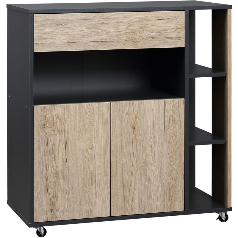 foto del prodotto benzoni mobiletto ausiliario da cucina multiuso in legno con ruote 80x39x86.5 cm