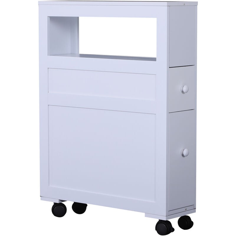 foto del prodotto benzoni mobiletto da cucina in legno con ripiano e 2 cassetti posate bianco 16x52x66 cm