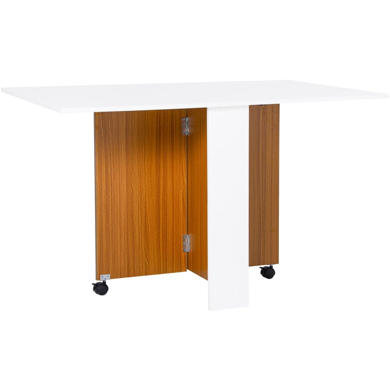 foto del prodotto benzoni tavolo pieghevole salvaspazio con ruote bianco e legno 120x80x73 cm