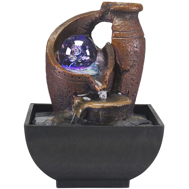 foto del prodotto beper p201utp201 fontana zen anfora con luce led rilassante fontana zen da interno, resina nero, piccola