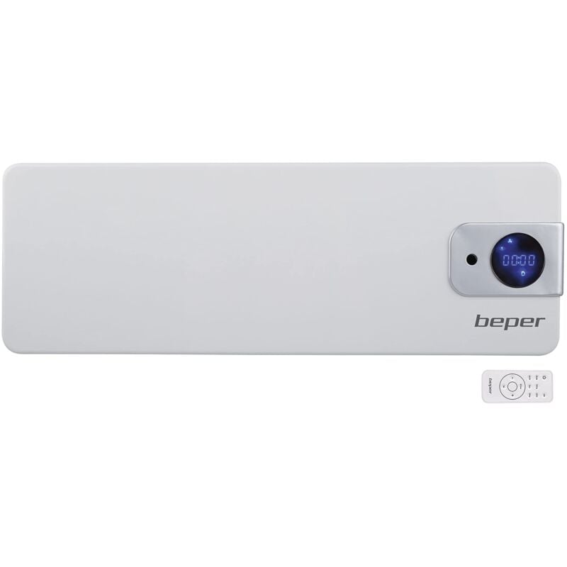 foto del prodotto beper p203ter100 termoventilatore da parete,2000w, termostato regolabile, timer 24h o settimanale, funzione di ventilazione, protezione all acqua