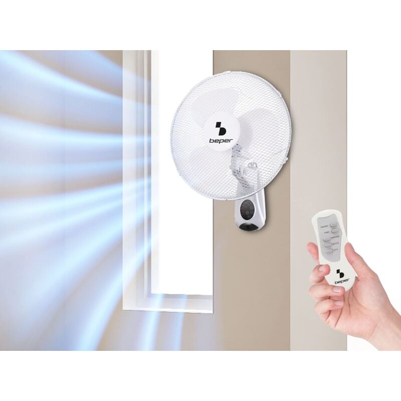foto del prodotto beper p206ven600 ventilatore da parete ventilatore parete con telecomando e timer fino a 7,5 ore