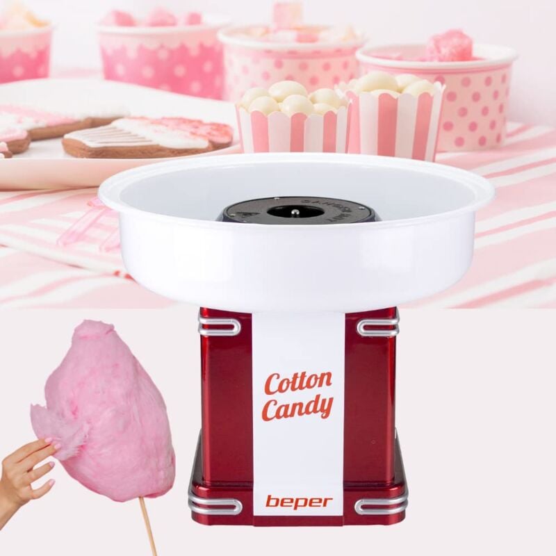 foto del prodotto beper rosso 90.396y macchina per zucchero filato, abs, 500w, ideale per feste e compleanni, misurino in dotazione, 31.5 x 25.5 x 32 cm