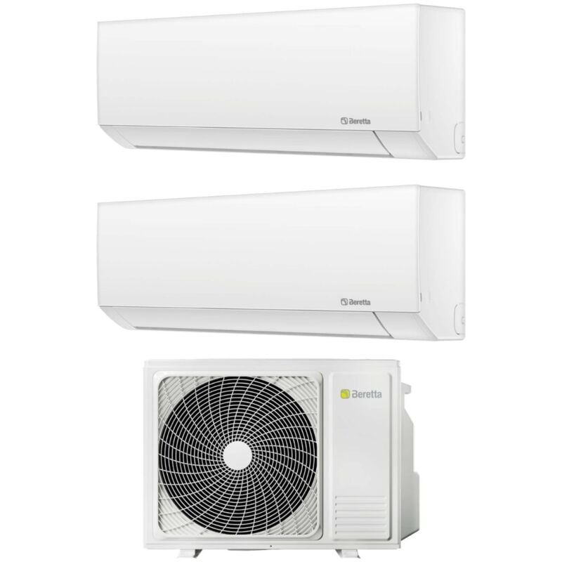 foto del prodotto beretta clima climatizzatore condizionatore beretta dual split inverter serie breva 9000 12000 btu r 32 con ue 18000 2 wi fi optional classe a 