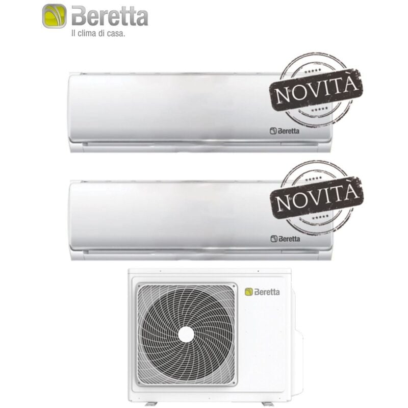 foto del prodotto beretta clima climatizzatore condizionatore beretta dual split inverter serie breva 9000 9000 btu r 32 con ue 18000 2 wi fi optional classe a 