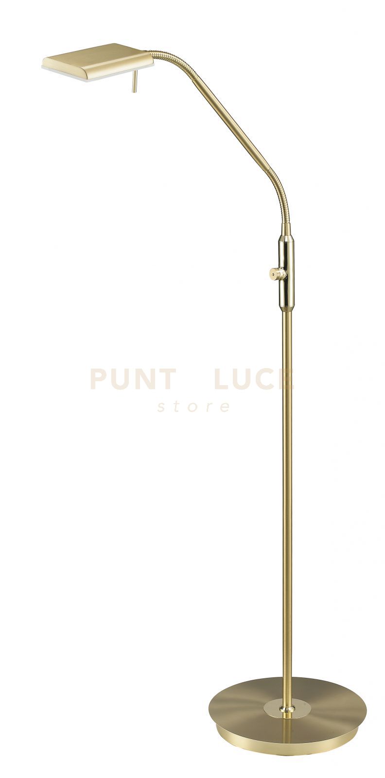 foto del prodotto bergamo piantana led ottone satinato flessibile tocuh dimmer h. 135cm 3000k 1100lm 12w