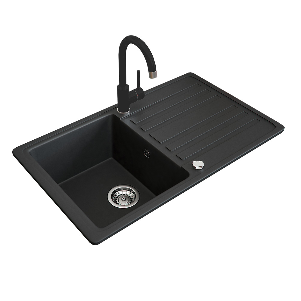 foto del prodotto bergstr m lavello nero 76.5 x 46 cm con raccordo nero