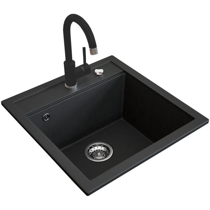 foto del prodotto bergstroem lavello , nero, 49 x 50 cm con raccordo nero, bergstr m