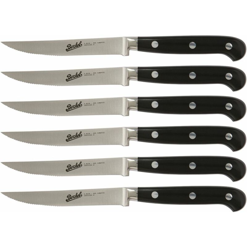 foto del prodotto berkel adhoc set 6 coltelli da bistecca nero lama seghettata