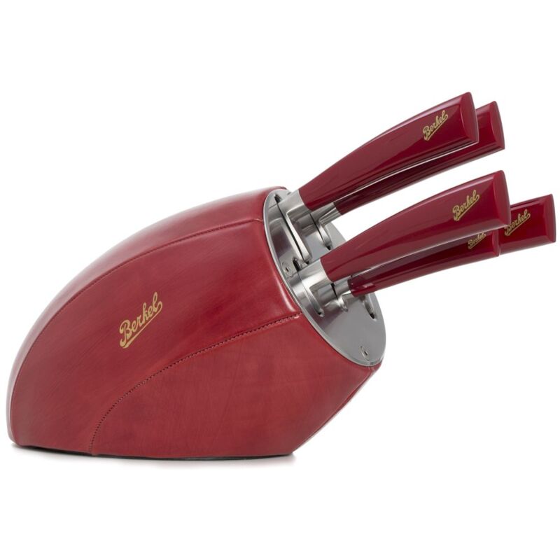 foto del prodotto berkel ceppo portacoltelli sense nero set 5 coltelli elegance rosso