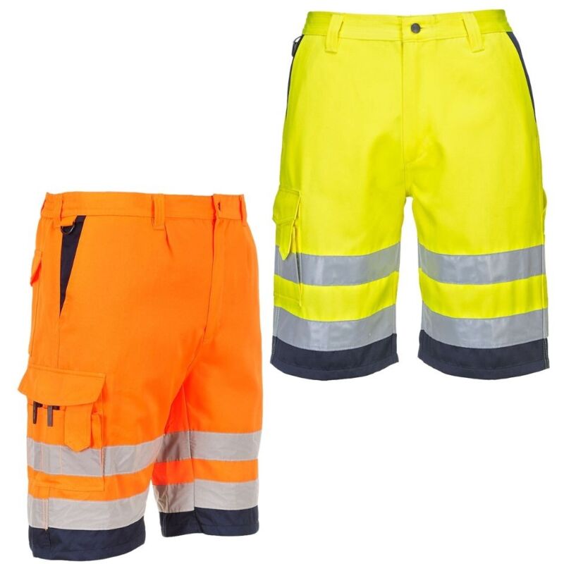 foto del prodotto bermuda ad alta visibilita bi colore portwest e043 arancio navy l