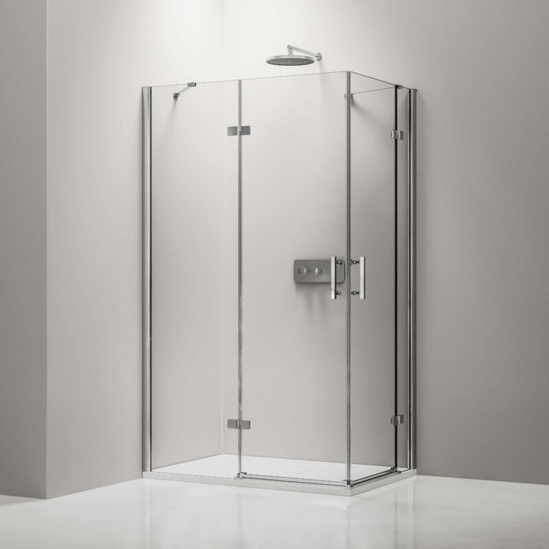 foto del prodotto bernstein box doccia angolare in vetro temprato 8mm nano trasparente dx407 larghezza selezionabile 80cm, 90cm