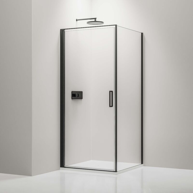 foto del prodotto bernstein box doccia con rivestimento nano vetro trasparente 6mm ex416s nero 90 x 90 x 195 cm