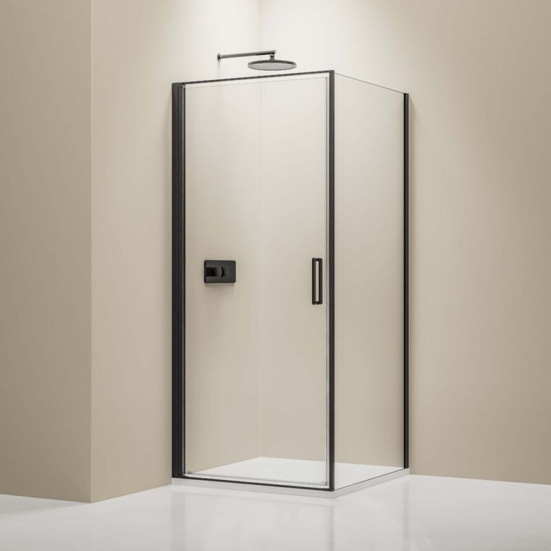 foto del prodotto bernstein box doccia con rivestimento nano vetro trasparente 8mm nt416 dimensionsi colore dei profili selezionabile nero, 80cm, 100cm