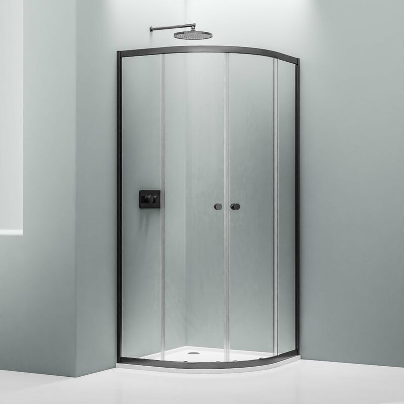 foto del prodotto bernstein cabina doccia a quarto di cerchio con porta scorrevole nt509 vetro nano trasparente da 6 mm colore e dimensioni del profilo