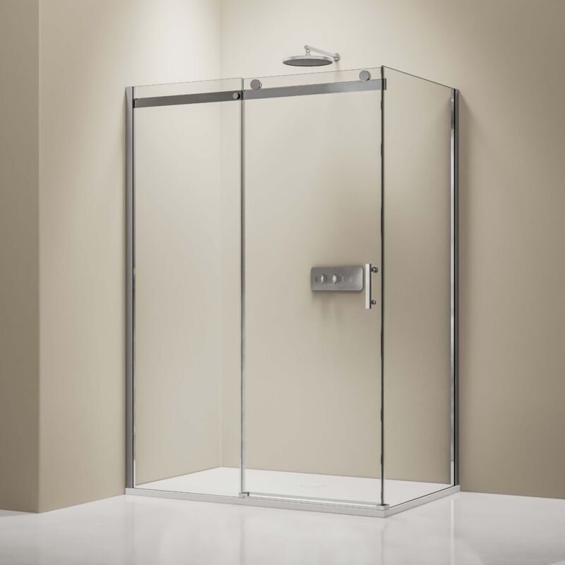 foto del prodotto bernstein cabina doccia angolare con anta scorrevole ex806 vetro trasparente nano 90 x 120cm installazione a sinistra