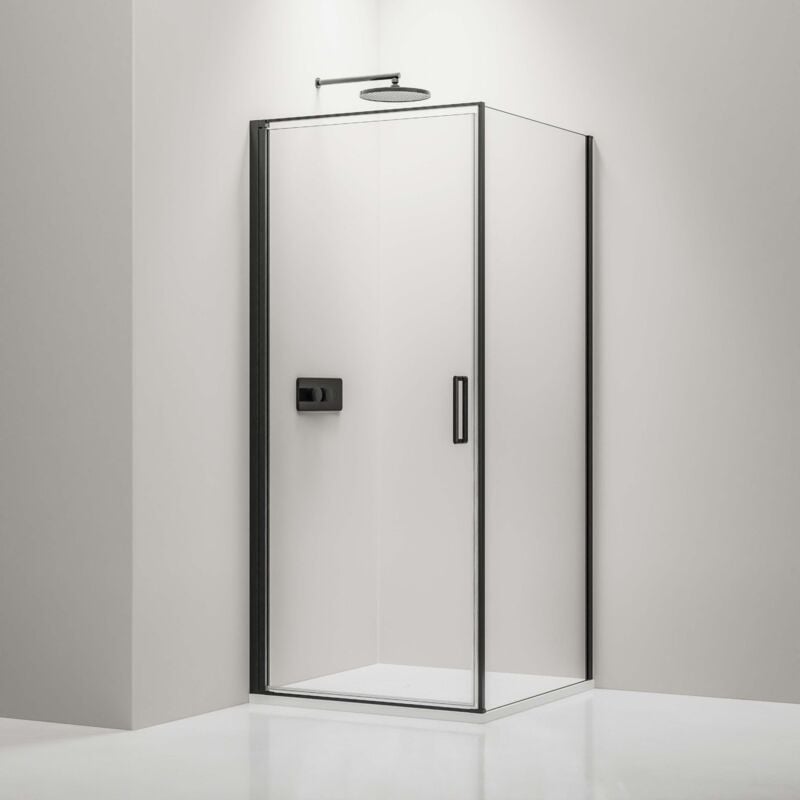 foto del prodotto bernstein cabina doccia angolare nano 6mm in vero vetro ex416s nero 80 x 80 x 195 cm