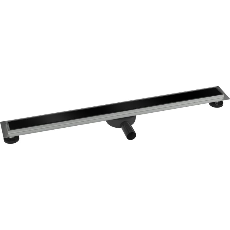 foto del prodotto bernstein canalina per doccia in acciaio inox flexgl01 3 per box doccia con coperchio di scarico in vetro nero lunghezza selezionabile. 900mm