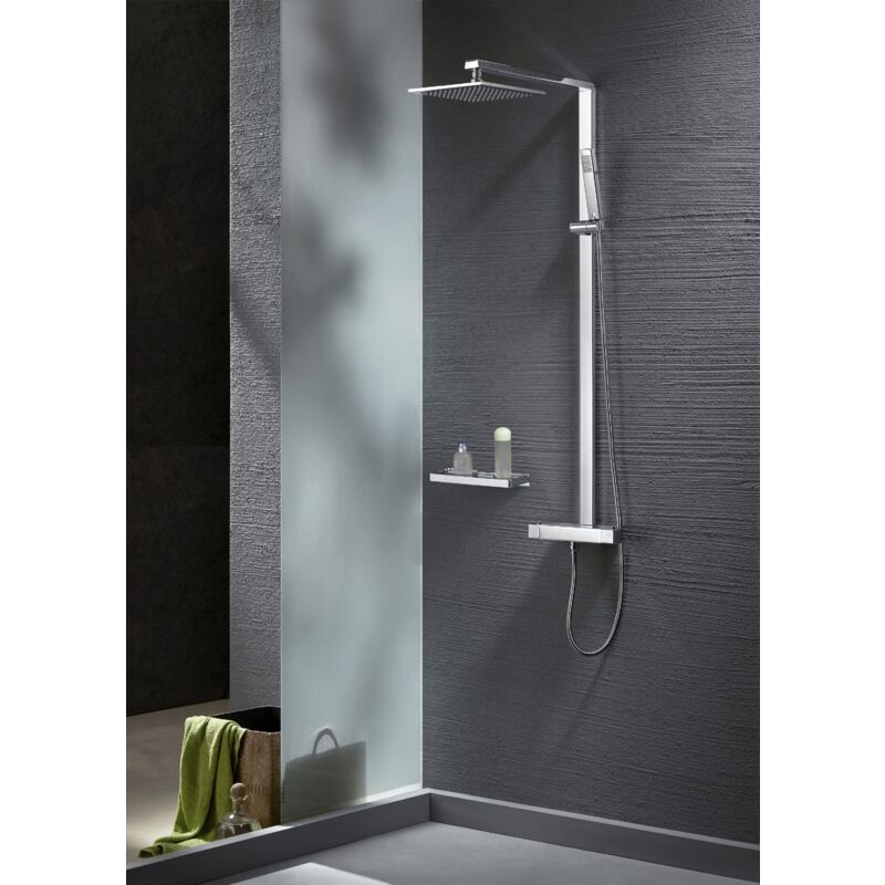 foto del prodotto bernstein colonna doccia termostatica nt6705c con flessibile e doccetta soffione doccia quadrato selezionabile