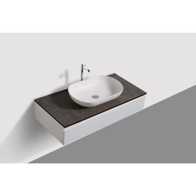 foto del prodotto bernstein composizione di mobili vision 1000 bianco opaco specchio e lavabo da appoggio a scelta senza specchio, senza coperchio supplementare,
