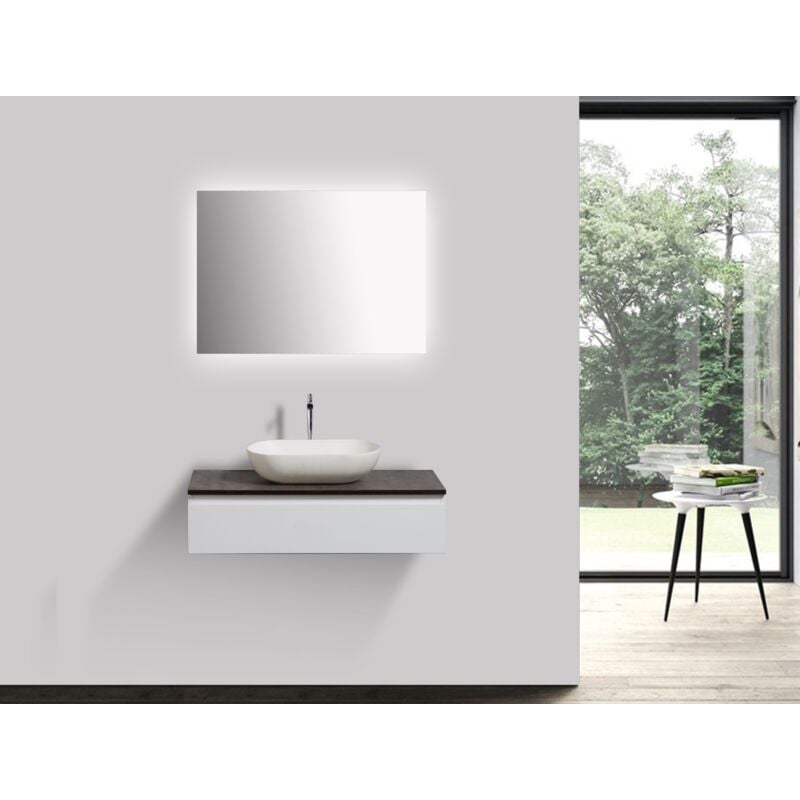 foto del prodotto bernstein composizione di mobili vision 800 bianco opaco specchio e lavabo da appoggio a scelta senza specchio, senza coperchio supplementare,