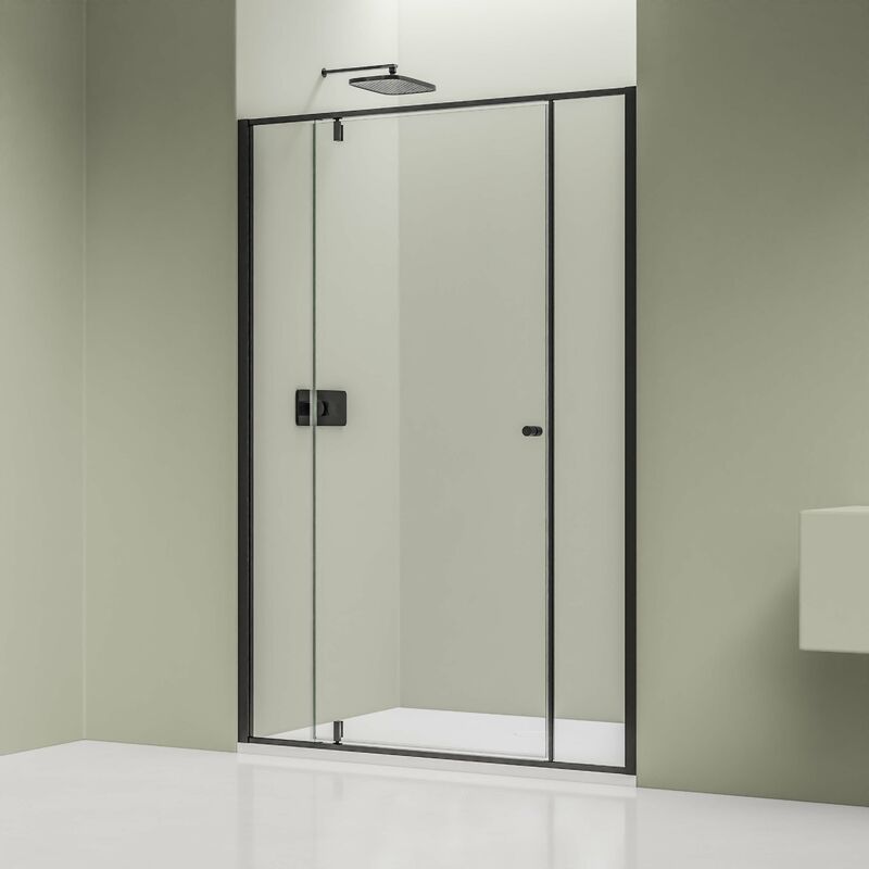 foto del prodotto bernstein doccia a nicchia con porta a battente su due pannelli fissi nt607 flex vetro nano trasparente da 6 mm colore del profilo
