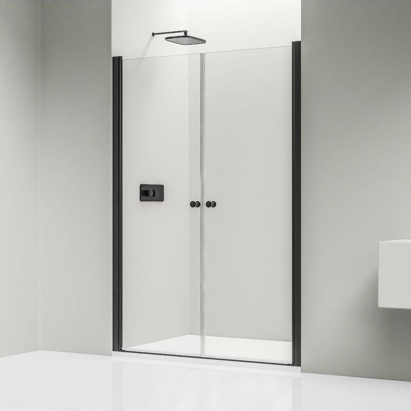 foto del prodotto bernstein doccia a nicchia con porte a doppio battente nt218 nano real glass colore e larghezza del profilo selezionabili nero opaco, 1160mm