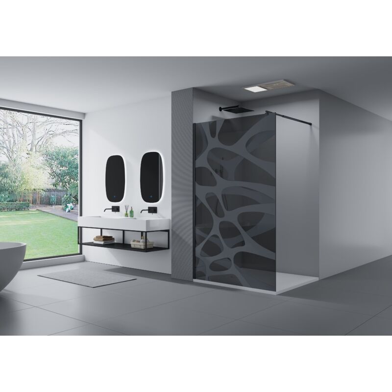 foto del prodotto bernstein doccia walk in ex101 wave grigio nero vetro temprato di 10mm larghezza selezionabile 1100mm