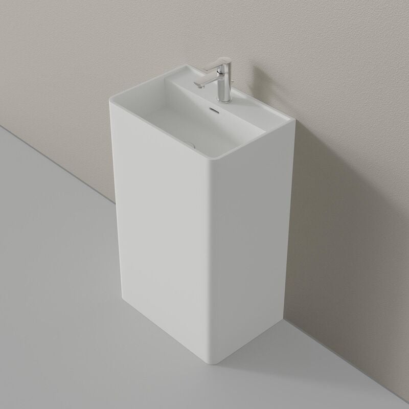 foto del prodotto bernstein lavabo a colonna twz26 di pietra solida solid stone bianco o nero 50x36x85cm bianco opaco