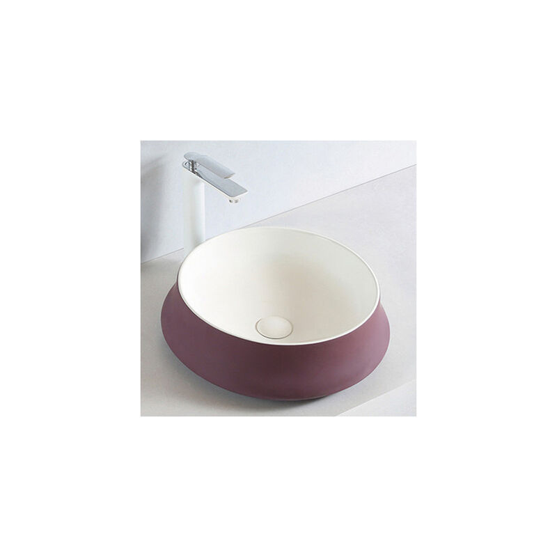 foto del prodotto bernstein lavabo da appoggio in ceramica sanitaria kw6188 45,5 x 45,5 x 15 cm colore a scelta senza piletta pop up, viola bianco