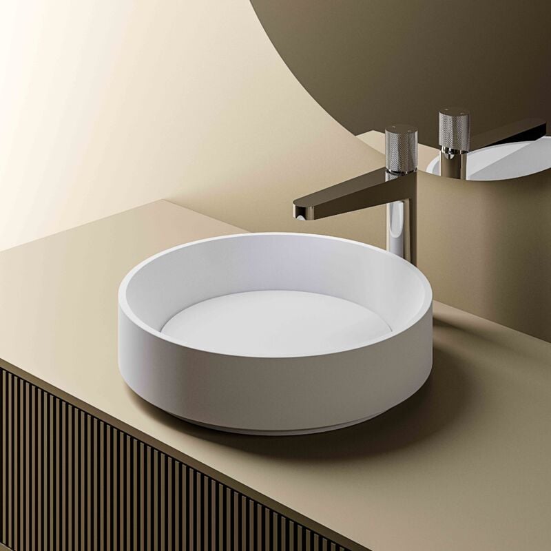 foto del prodotto bernstein lavabo da appoggio nt2430 di colata minerale 42 x 42 x 11 cm colore selezionabile bianco opaco