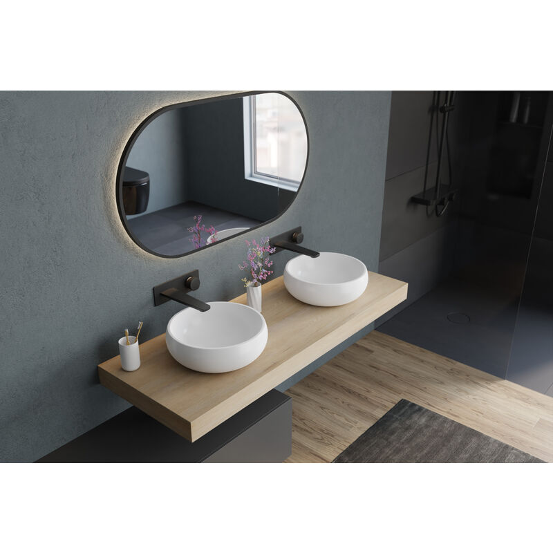 foto del prodotto bernstein lavabo da appoggio nt8559 colata minerale 36cm colore selezionabile bianco opaco, senza piletta pop up, senza coperchio