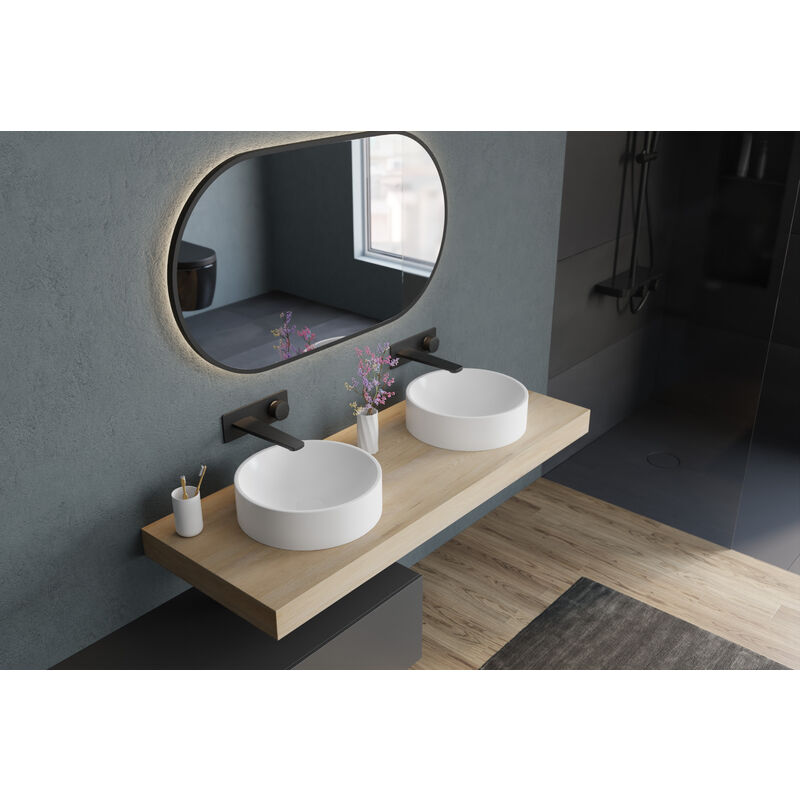 foto del prodotto bernstein lavabo da appoggio nt8565 in pietra solida solid surface 36 colore selezionabile bianco opaco, senza piletta pop up, senza