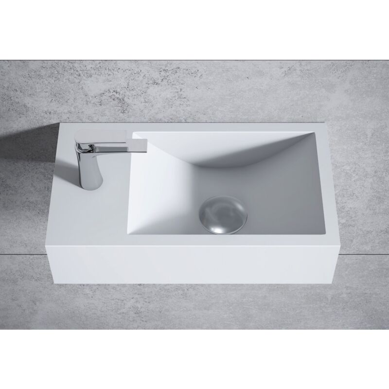 foto del prodotto bernstein lavabo sospeso ba18 di pietra artificiale solid surface 40 x 22 x 10 cm colore e foro rubinetto a destra o a sinistra selezionabili