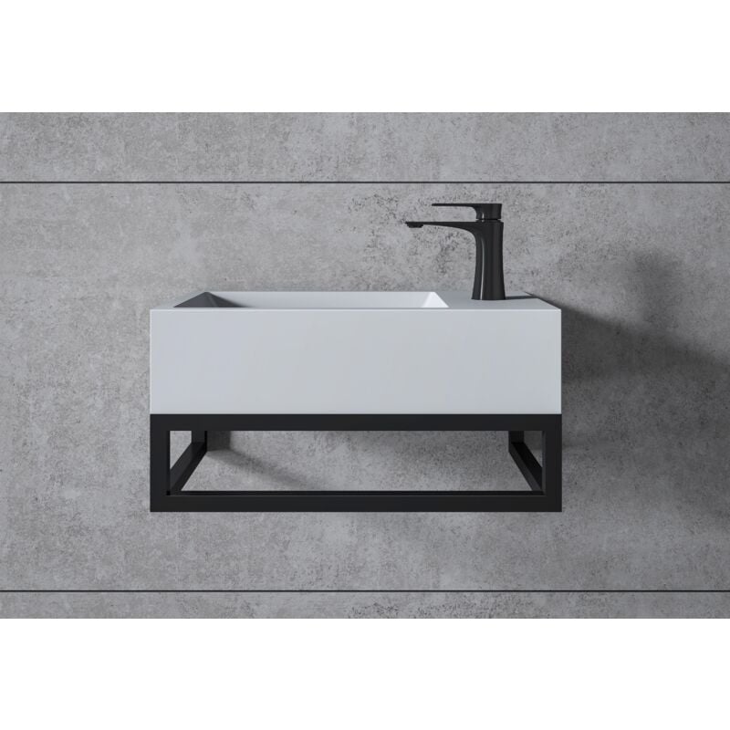 foto del prodotto bernstein lavabo sospeso ba18 di pietra artificiale solid surface 40 x 22 x 10 cm colore e foro rubinetto a destra o a sinistra selezionabili