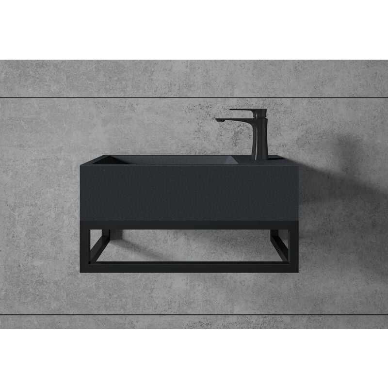 foto del prodotto bernstein lavabo sospeso ba18 di pietra artificiale solid surface 40 x 22 x 10 cm colore e foro rubinetto a destra o a sinistra selezionabili