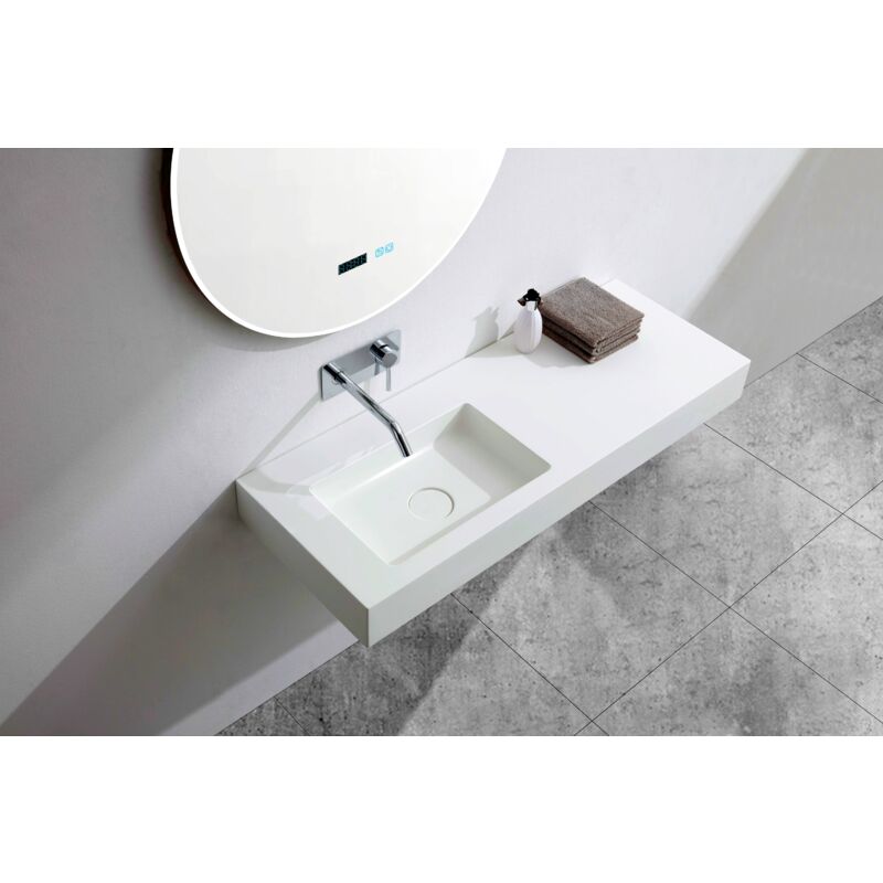 foto del prodotto bernstein lavabo sospeso ba8012 in pietra solida solid surface 121 x 45 x 12 cm colore selezionabile console in metallo opzionale bianco
