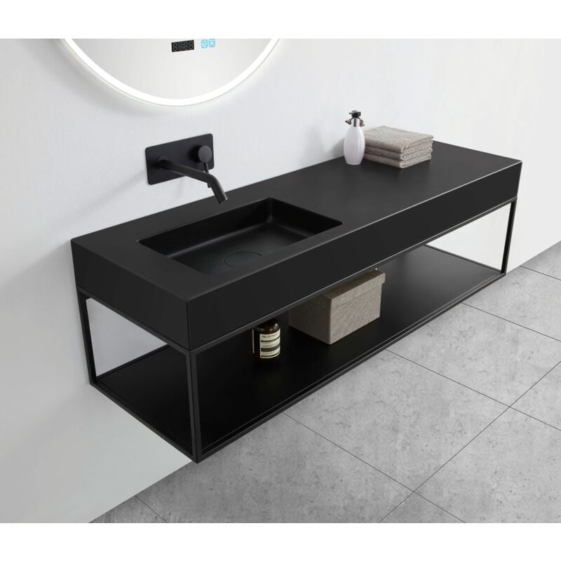 foto del prodotto bernstein lavabo sospeso ba8012 in pietra solida solid surface 121 x 45 x 12 cm colore selezionabile console in metallo opzionale quarzo