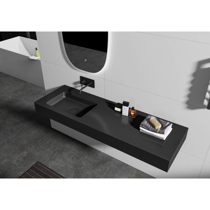 foto del prodotto bernstein lavabo sospeso ba8014 in pietra solida sold surface 141 x 45 x 12 cm colore selezionabile console in metallo opzionale senza