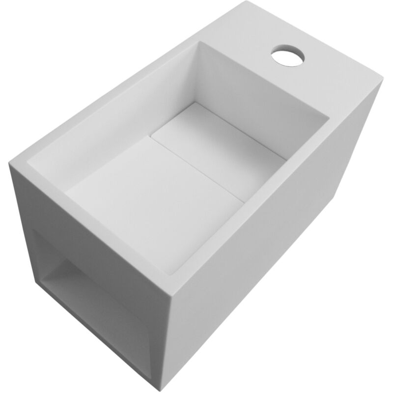 foto del prodotto bernstein lavabo sospeso pb2046 con vano portaoggetti laterale solid stone 33 x 18 x 20,5 cm bianco opaco