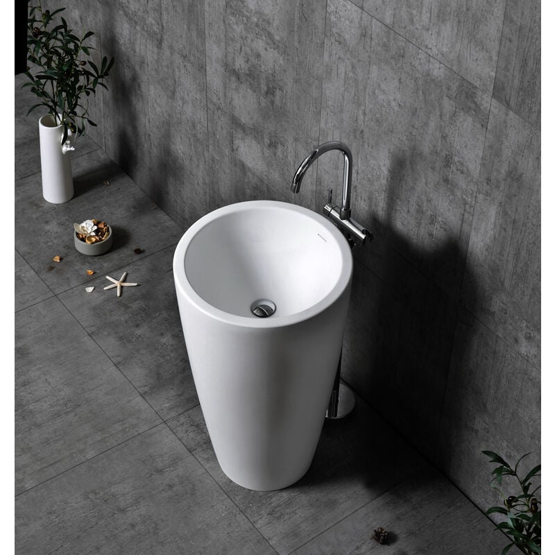 foto del prodotto bernstein lavabo totem twz16 di pietra solida solid stone 50x50x90cm